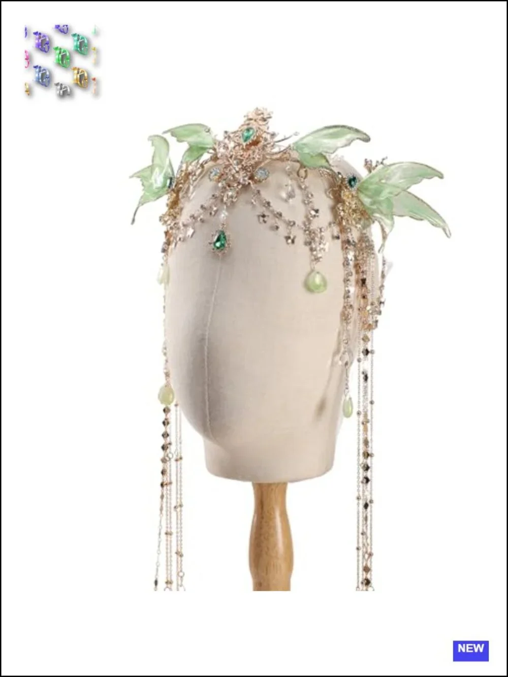 Fairy Elf Crown Headpiece Butterfly Wings Tassel Renfaire Cosplay Halloween